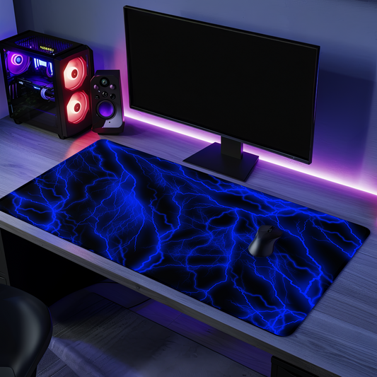 Blue Electric Mouse Mat Large Gaming Desk Pad Desk Mat Uk