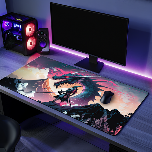 dragon & samurai Mouse Mat Large Gaming Desk Pad Desk Mat Uk