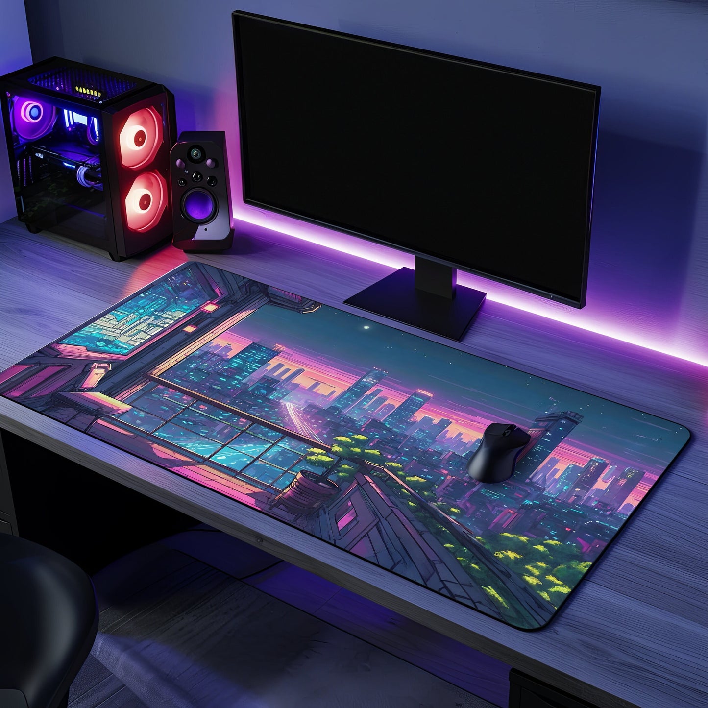 Neon Tokyo Artisan Mouse Mat Large Gaming Desk Pad Desk Mat Uk