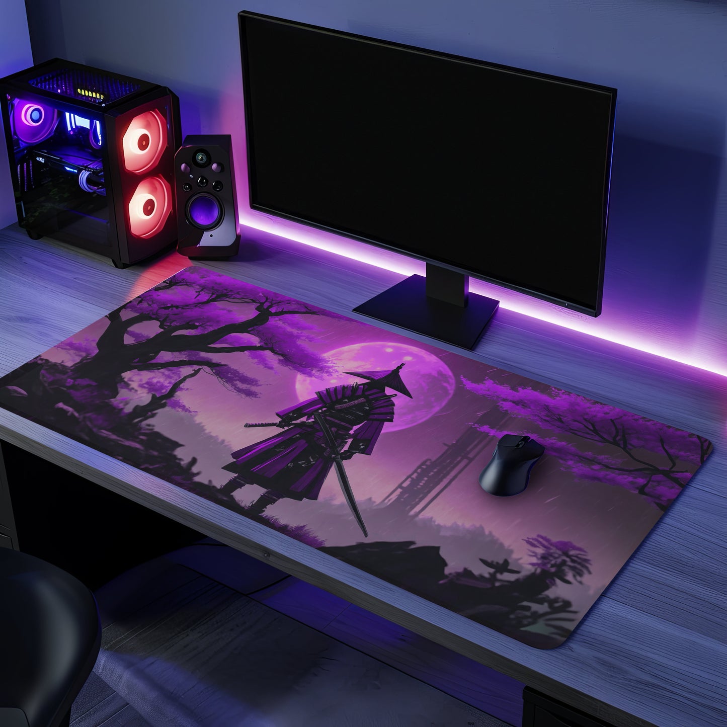 purple Samurai Artisan Mouse Mat Large Gaming Desk Pad Desk Mat Uk